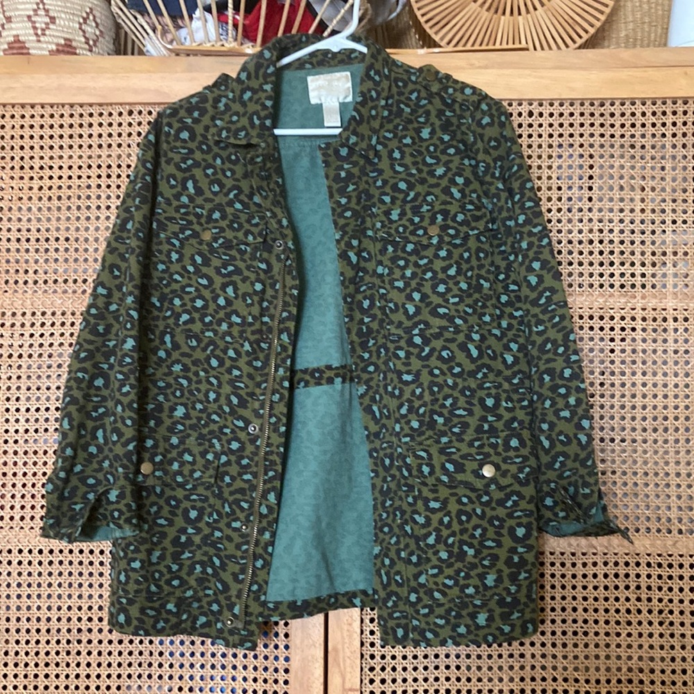 Leopard print cargo jacket
